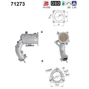 AS Catalyseur pour MERCEDES-BENZ: Classe A, Classe B (Ref: 71273) pas cher