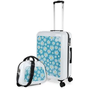 SKPAT Set Valise Rigide, Lot De Valises Soute Avion 4 Roulettes 133665B Marguerites Blanches Bleues pas cher