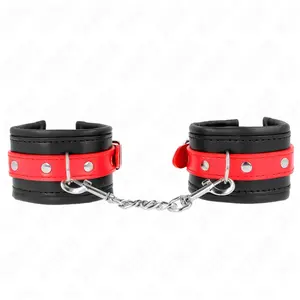 Kink - Wrist Restraints Black With Red Belt Adjustable 17-28 Cm X 6 Cm