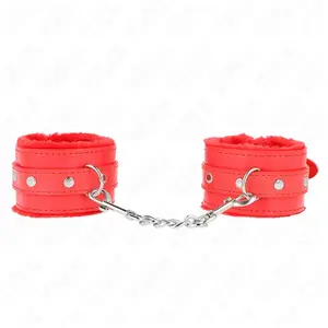 Kink - Premium Fur Lined Wrist Restraints Red With Red Belt Adjustable...