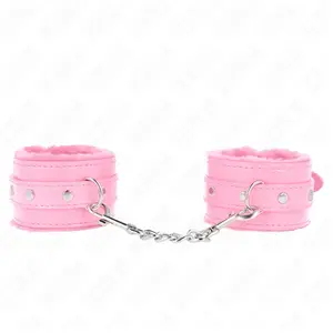 Kink - Premium Fur Lined Wrist Restraints Pink With Pink Belt Adjustab...