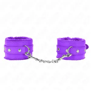 Kink - Premium Fur Lined Wrist Restraints Purple With Purple Belt Adju...