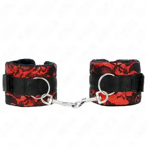 Kink - Short Velvet Lace Wrist Restraints And Nylon Bind Red / Black 2...