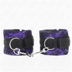 Kink - Short Velvet Lace Wrist Restraints And Nylon Bind Purple / Blac...