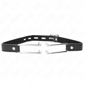 Kink - Metal Hook Gag 11.5 Cm With Leatherette Strap Adjustable 39-58 Cm X 2 Cm pas cher