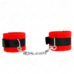 Kink - Beginner Fur Hand Cuffs Black-Red 30 X 7 Cm