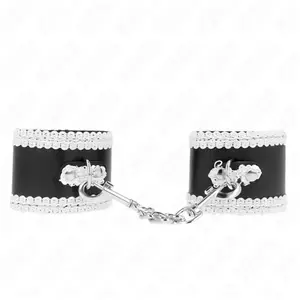 Kink - Black Wrist Restraints With White Decorate Lace Adjsutable 20-2...