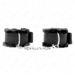 Kink - Furry Lined Wrist Restraints Black Adjustable 17-31 Cm X 7 Cm pas cher