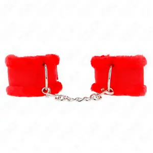 Kink - Furry Lined Wrist Restraints Red Adjustable 17-31 Cm X 7 Cm