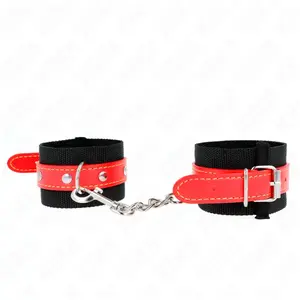 Kink - Nylon Wrist Restraints Black With Leatherette Red Adjustable 19...