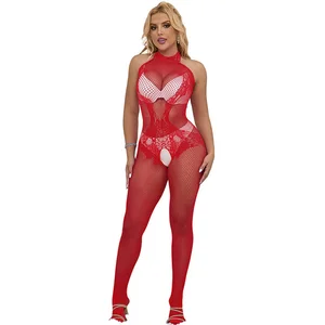 SUBBLIME - 952372 VISNET EN KANTEN KRUISLOZE BODYSTOCKING MET HOGE HAL... pas cher