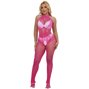SUBBLIME - 952389 VISNET EN KANTEN KRUISLOZE BODYSTOCKING MET HOGE HAL... pas cher