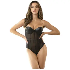 Subblime - Black Chain Suspenders Bodysuit S/M