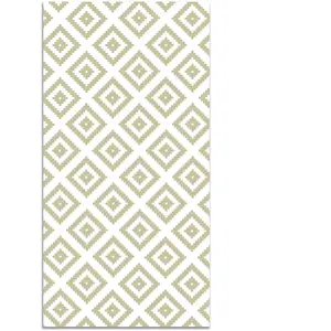 Tapis Vinyle Panorama Carrés Vert Pastel 60x200 cm - Tapis pour Cuisine, Bureau et Salon en PVC pas cher