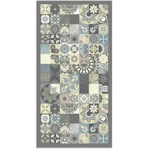 Tapis Vinyle Panorama Carreaux Ciments Cuisine Bleu 80x200 cm - Tapis ...Vendu parcdiscount