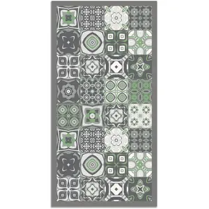 Tapis Vinyle Panorama Carreaux de Ciments Vert 160x230 cm - Tapis pour... pas cher