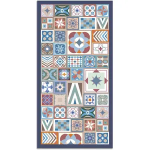 Tapis Vinyle Panorama Style Carreaux Ciments Multi 140x200 cm - Tapis ... pas cher