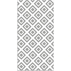 Tapis Vinyle Panorama Carrés Gris 80x250 cm - Tapis pour Cuisine Bureau et Salon en PVC pas cher