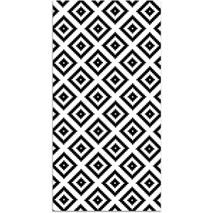 Tapis Vinyle Panorama Carrés Noirs 80x200 cm - Tapis pour Cuisine Bureau et Salon en PVC