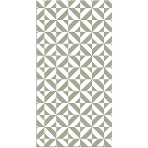 Tapis Vinyle Panorama Géométrie Verte 80x250 cm - Tapis pour Cuisine Bureau et Salon en PVC pas cher