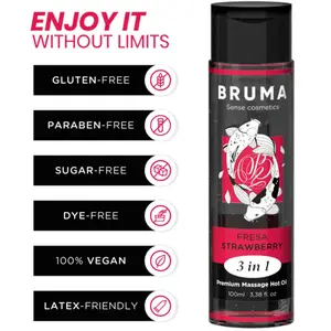 BRUMA - PREMIUM MASSAGE HOT OIL STRAWBERRY 3 IN 1 - 100 ML | EROTIC MA...