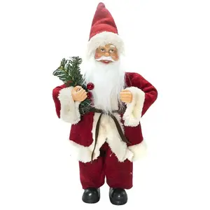Décoration de Noël - MEDIA WAVE STORE - Santa Rouge et Crème - 30 cm - Plastique et Tissu - Intérieur pas cher