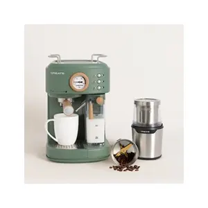 CREATE Pack Cafetière Express Semi-Automatique - THERA RETRO PRO + Moulin à Café - MILL PRO - Vert - 1250W pas cher