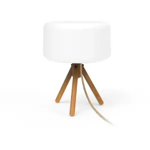 NEWGARDEN Lampe moderne extérieur LED CHLOE en bois et PVC blanc pas cher