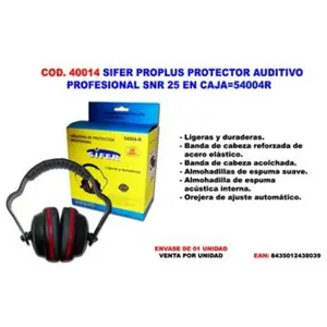 Pro Protection Auditive Casque Antibruit Ajustable snr 25 Boîte 54004R - Sifer pas cher