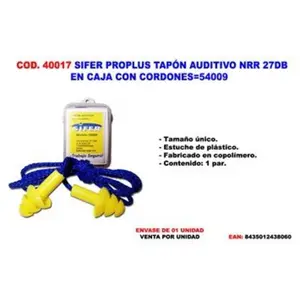 Sifer - bouchons d'oreilles proplus nrr 27DB avec lacets dans la boite 54009 pas cher