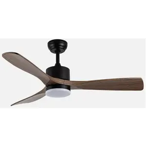 FABRILAMP Abrila - Ventilateur dc - Ventilateur de plafond - -Three Jet Black Blades with Light with 6 Adjustable Speeds 3 Selectable Light Temperatures Remote pas cher