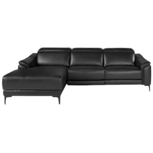 Ángel Cerdá - Canapé chaise longue relax gauche - Canapé 5 places chaise longue - Canapé modulable - Canapés modernes - Élégance et fonctionnalité - Fabriqué en cuir - Couleur noir - 272 x 168 x 96 cm