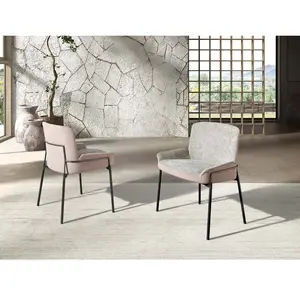 Angel Cerdá   Chaise de salle à manger bicolore en tissu gris et velou... pas cher