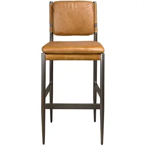 Tabouret En Cuir Marron