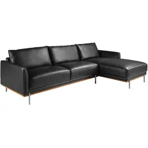 Ángel Cerdá - Canapé Chaise Longue Droite - Canapé 5 Places Chaise Longue - Canapé Modulaire - Canapés Modernes - Élégance et Fonctionnalité - Fabriqué en Cuir - Couleur Noir - 295 x 160 x 83 cm