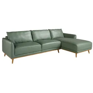 Ángel Cerdá - Canapé Chaise Longue Droite - Canapé 5 Places Chaise Longue - Canapé Modulaire - Canapés Modernes - Élégance et Fonctionnalité - Fabriqué en Cuir - Couleur Vert - 295 x 160 x 90 cm