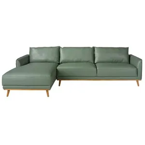 Ángel Cerdá - Canapé Chaise Longue Gauche - Canapé 5 Places Chaise Longue - Canapé Modulaire - Canapés Modernes - Élégance et Fonctionnalité - Fabriqué en Cuir - Couleur Vert - 295 x 160 x 90 cm