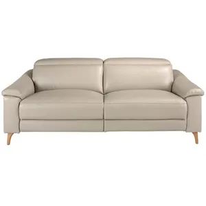 Ángel Cerdá - Canapé relax 3 places - Canapé de salon 3 places - Canapés modernes - Résistant et confortable - Élégance et fonctionnalité - Fabriqué en cuir - Couleur gris taupe - 208 x 104 x 102 cm