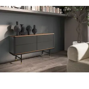 ANGEL CERDÁ   Commode en Bois Gris Foncé avec Plateau en Noyer   Commo...