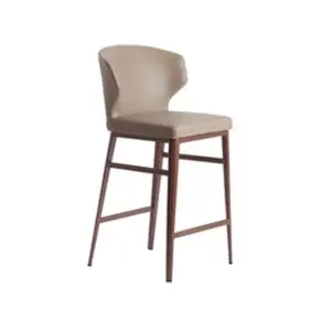 Tabouret de Bar 48x48x93 cm en Similicuir Vison avec Pieds en Acier Br... pas cher