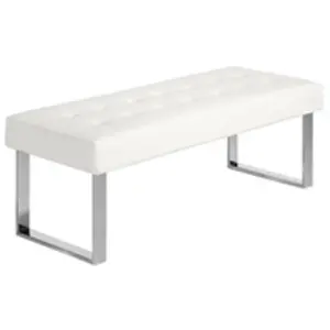 Paris Prix Banquette Design Capitonnée "Nacho" 120cm Blanc pas cher