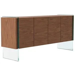 Buffet en bois de noyer et verre trempé 3057 ANGEL CERDA pas cher