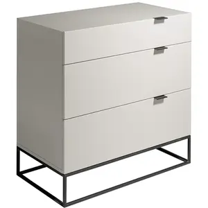 Commode Moderne Gris Perle Laqué 3 Tiroirs avec Fermeture Amortie ¿ 80 x 45 x 80 cm