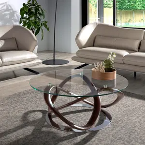 Table Basse Ronde Design borgin 100cm Noyer - Paris Prix Marron pas cher