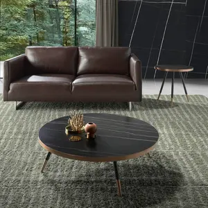 Table Basse - PARIS PRIX - Acira - Marbre Noir - 90cm - Design Contemporain pas cher