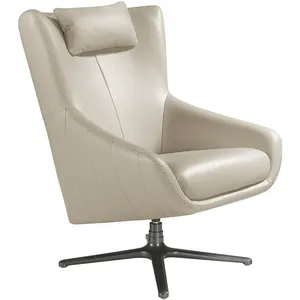 Angel Cerdá Fauteuil Pivotant En Cuir Gris Taupe