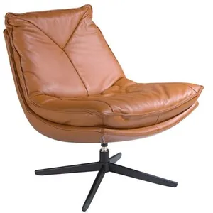 AC ANGEL CERDÁ Ángel Cerdá - Fauteuil Pivotant Revêtu de Cuir Marron E...