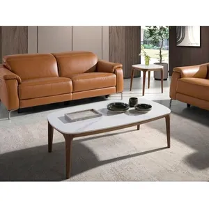 Table ovale en marbre et noyer 2132 ANGEL CERDA