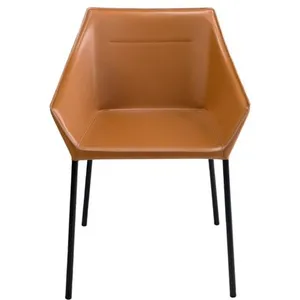 Chaise en simili cuir marron pas cher