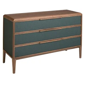 Commode en PVC Vert Foncé et Noyer ¿ 3 Tiroirs Soft-Closing ¿ 119 x 46...